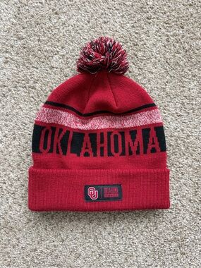 Oklahoma Sooners OU Crimson Red Knit Pom Beanie Unisex One Size